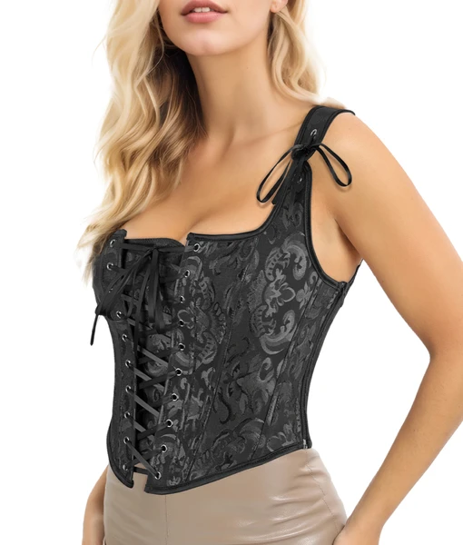 Corset Tops for Women Going Out Fashion Womens Sexy Vintage Overbust Corset Tops for Women Women's Renaissance Style Lace-Up Corset Camisole,Push Up Lingerie Jacquard Shapewear - Image 5