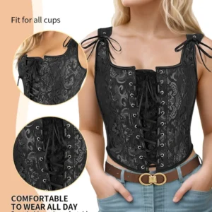 Corset Tops for Women Going Out Fashion Womens Sexy Vintage Overbust Corset Tops for Women Women's Renaissance Style Lace-Up Corset Camisole,Push Up Lingerie Jacquard Shapewear