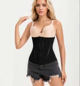 Waist Mesh Trainer Strapless for Women-Faja Colombian Girdle Hourglass -Steel Boned Corset Shapewear Tummy Waist Body Shaper with Extended Button